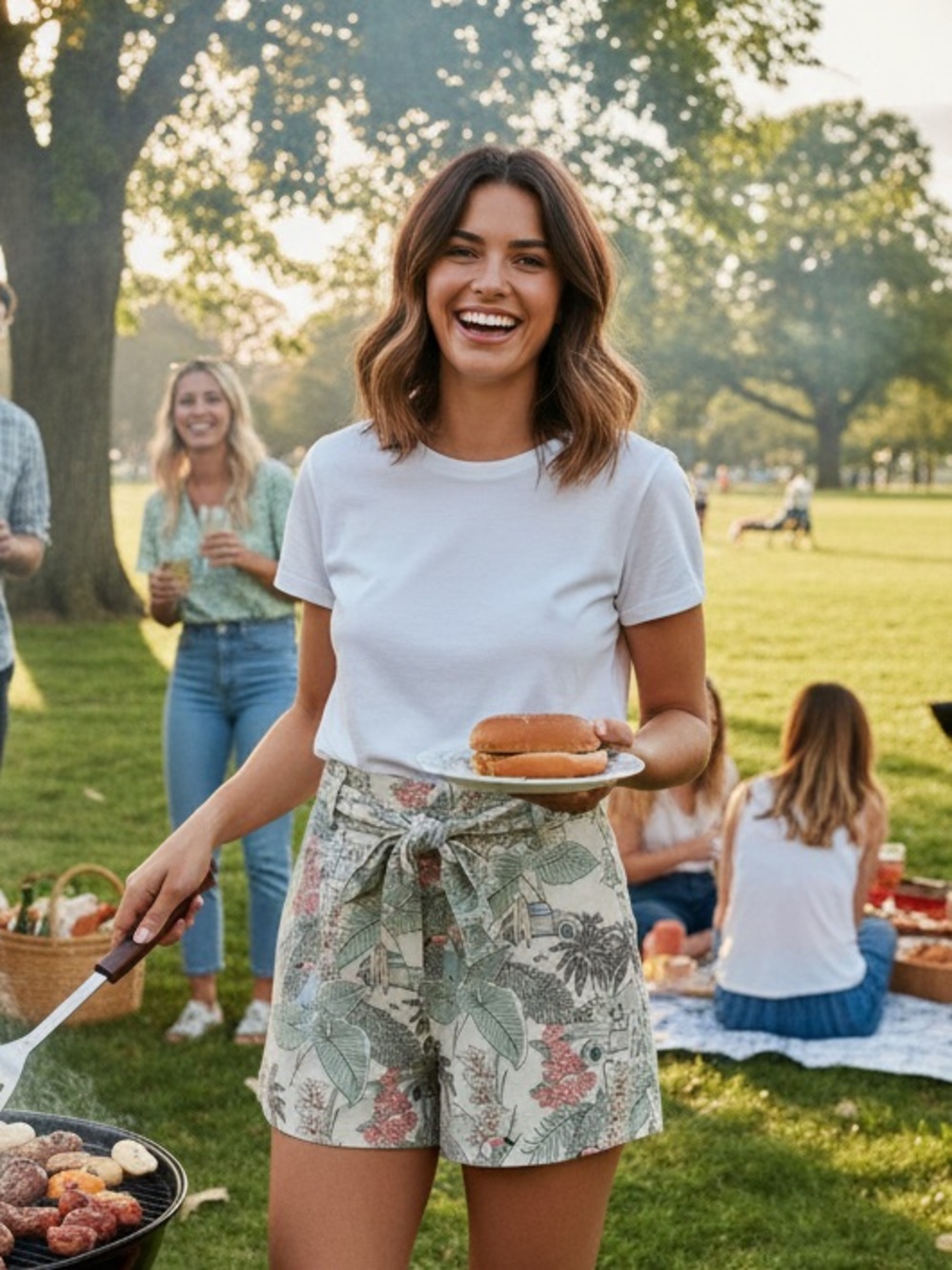C&C California Faux Wrap Linen Shorts